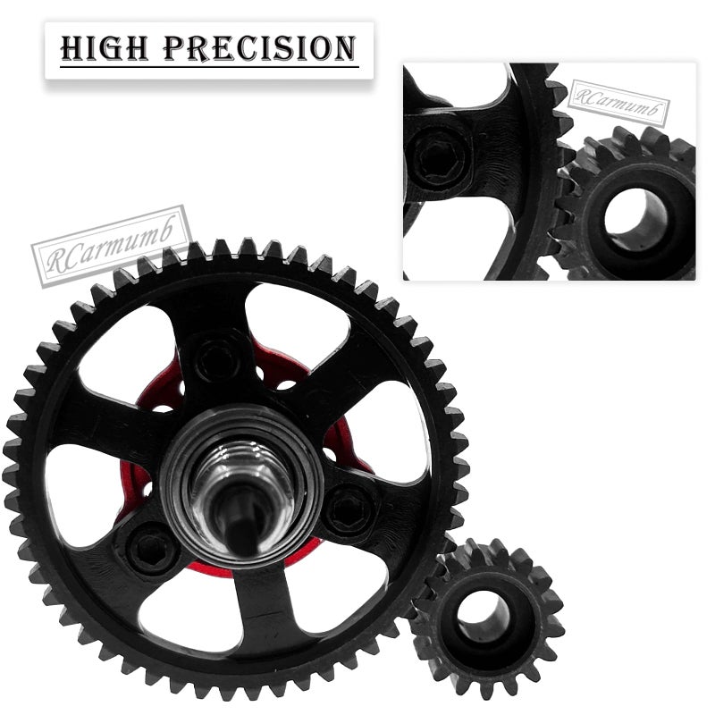 Rcarmumb 54T Spur Gear Upgrades Part for Slash Stampede Rustler 4X4(VXL), Hardened Steel Slipper Clutch Eliminator 54T Spur Gear with Pinions Gears Set(15T 17T 19T) RC Upgrades,#6878,Red - Image 3